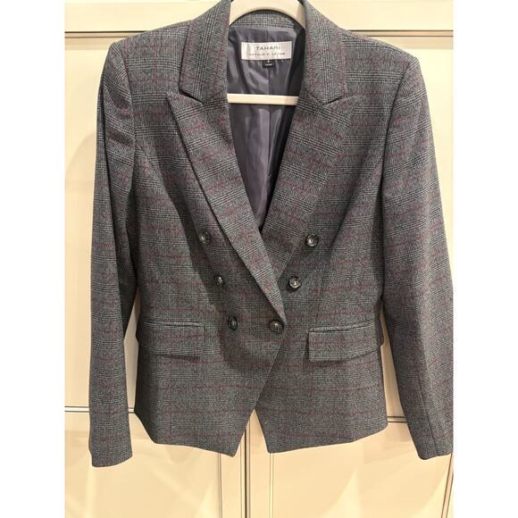 Tahari Women's Grey/Red Blazer Jacket Size 6 - Picture 1 of 4